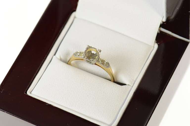 14K Yellow Gold Classic 1940's Diamond Engagement Setting Ring