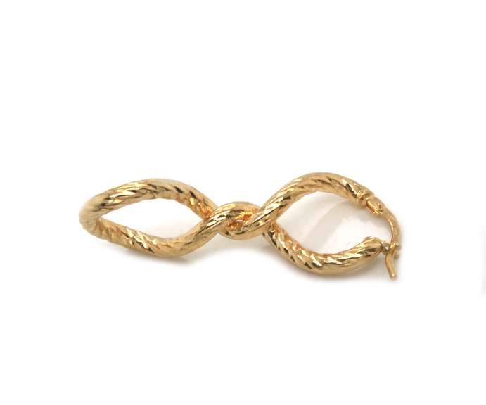 Lovely 14ktYG Textured Twisted Earrings