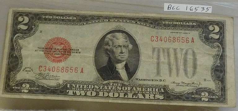 1928-D $2.00 US Note, Red Seal, circ