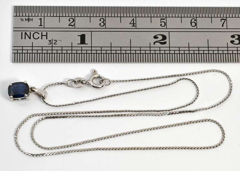 Elegant Sapphire Pendant on 18k WG Necklace