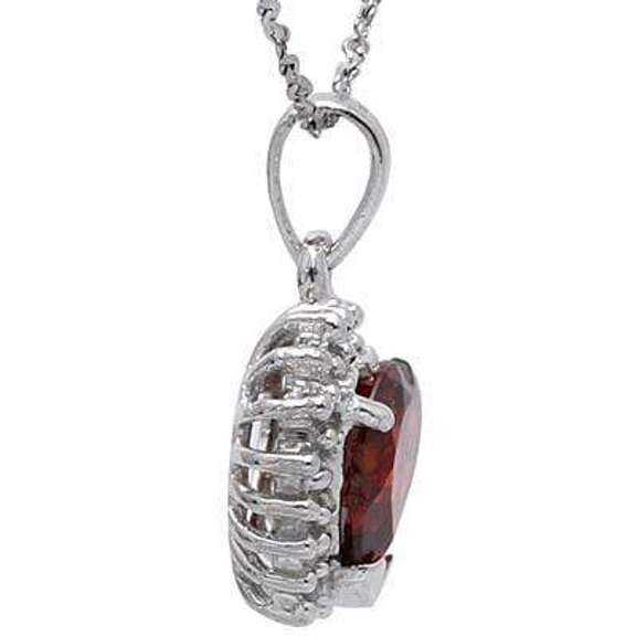 4/5 CT GARNET & DIAMOND STERLING SILVER PENDANT