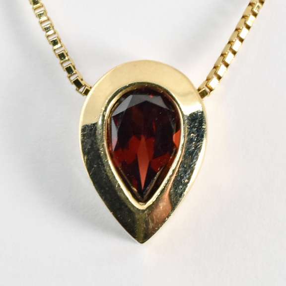 Lovely Pear Shaped Garnet on Necklace