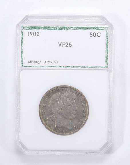 VF25 1902 Barber Head Half Dollar - Graded by PCI