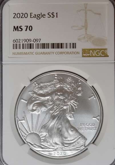 2020 Silver Eagle MS70 NGC