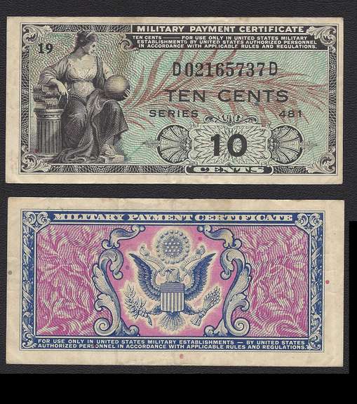10 Cent Military Payment Certificate Series 481