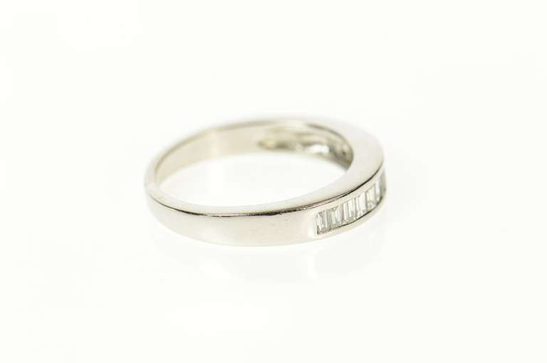 Platinum 0.42 Ctw Baguette Diamond Wedding Band Ring