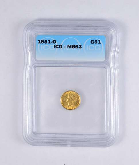 MS63 1851-O Liberty Head Gold Dollar - RXX - Graded ICG