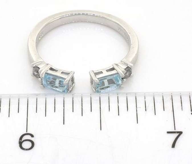 Sweet Aquamarine & Diamond Ring in Sterling Silver