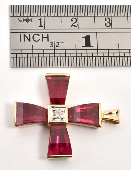 Stunning Ruby and Diamond Cross Pendant