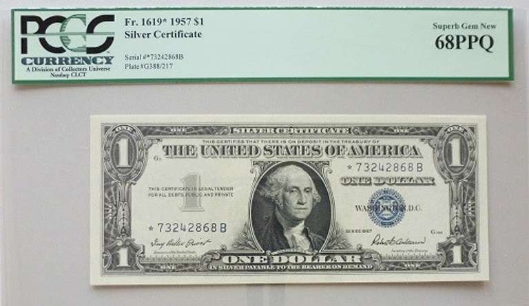 Superb Gem Crisp $1 Star Replacement Silver Certificate PCGS 68 PPQ!