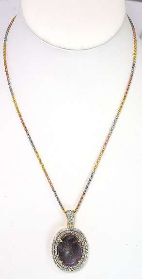 Stunning Colossal 2300CTS Cabochon Star Ruby & White Sapphire Necklace in Vermeil