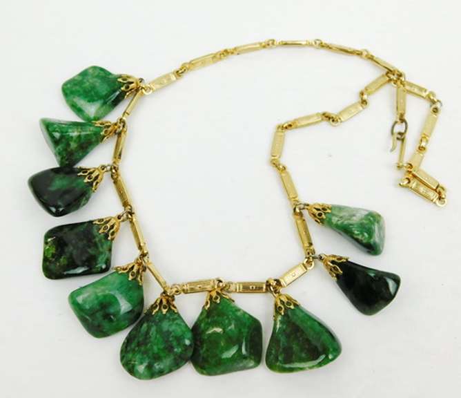 Vintage Green Jade Cha-Cha Necklace