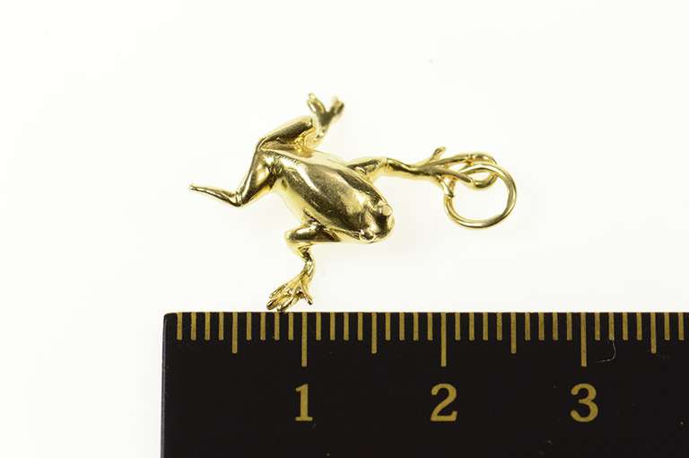 14K Yellow Gold Stylized Tropical Tree Frog Rainforest Charm/Pendant