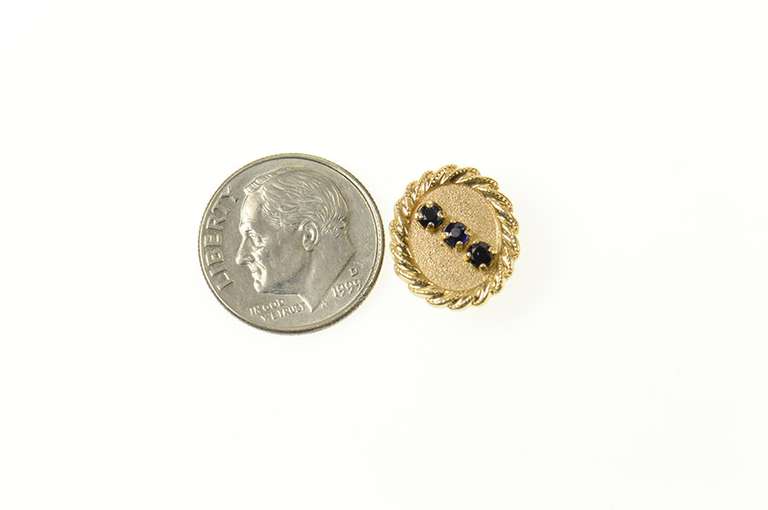 10K Yellow Gold Oval Rope Trim Sapphire Slide Bracelet Charm/Pendant