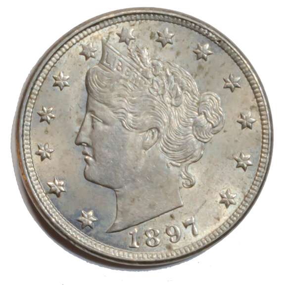 Very Near Unc 1897 Liberty V Nickel