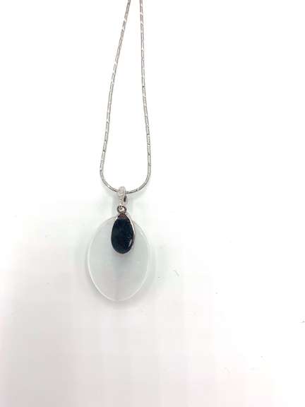 Unique Sterling Silver White Gemstone Necklace