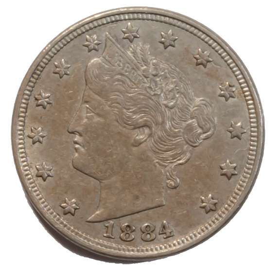 1884 Near Unc Plus V Nickel