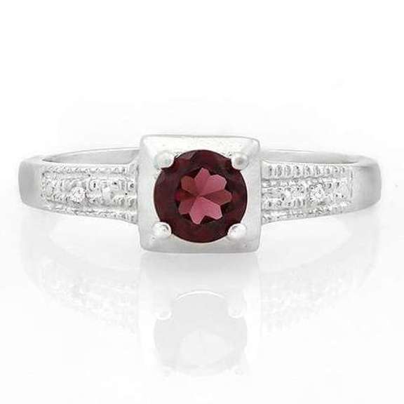 SUPERB ! 3/5 CARAT GARNET & DIAMOND STERLING SILVER RING