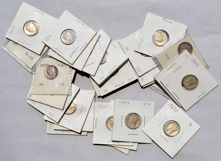 29 Mostly Mint Marked Pre 1930 Mercury Dimes
