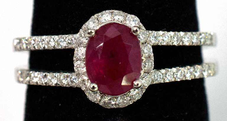 Elegant Ruby & Diamond Ring in Platinum