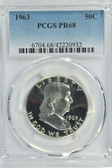 Amazing PCGS PR68 graded 1963 Franklin Half Dollar