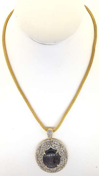 Blindingly Sparkly Huge 50.0CTS Natural Star Ruby & White Sapphire Necklace in Vermeil