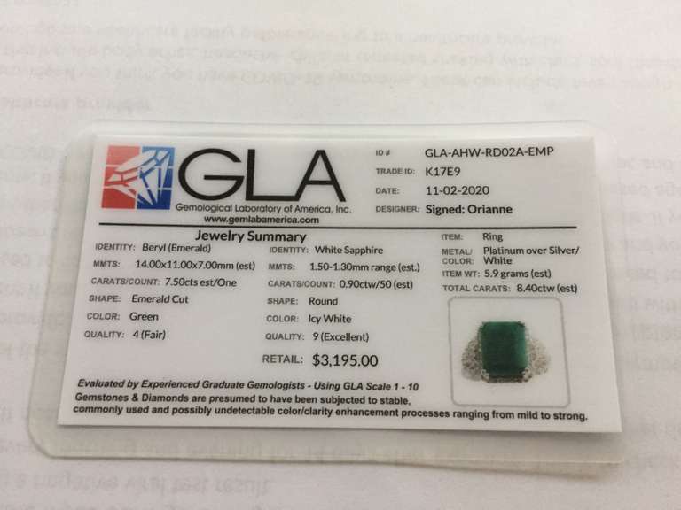 Fabulous 7.75CTS Natural Emerald & White Sapphire Ring in Sterling Silver