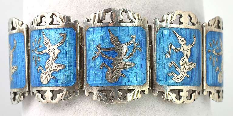 Eye-Catching Enameled Sterling Silver Bracelet
