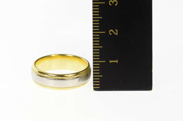 18K Yellow Gold 5.0mm Two Tone Diana Wedding Band Designer Ring