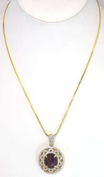 Enamoring Massive 13.00CTS Cabochon Cut Natural Star Ruby & White Sapphire Necklace in Vermeil