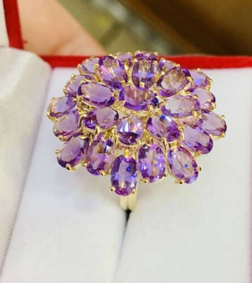 14kt Gold & Amethyst Cocktail Ring, 11.00 Carats!