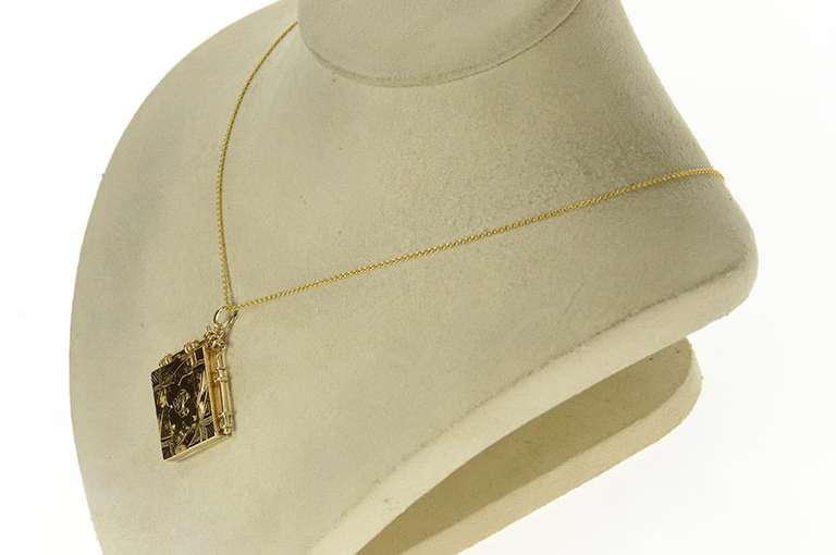 14K Yellow Gold Victorian AR Monogram Photo Locket Charm/Pendant