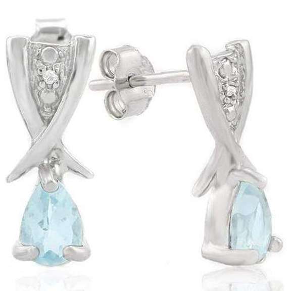 1 CARAT BABY SWISS BLUE TOPAZ STERLING SILVER EARRINGS