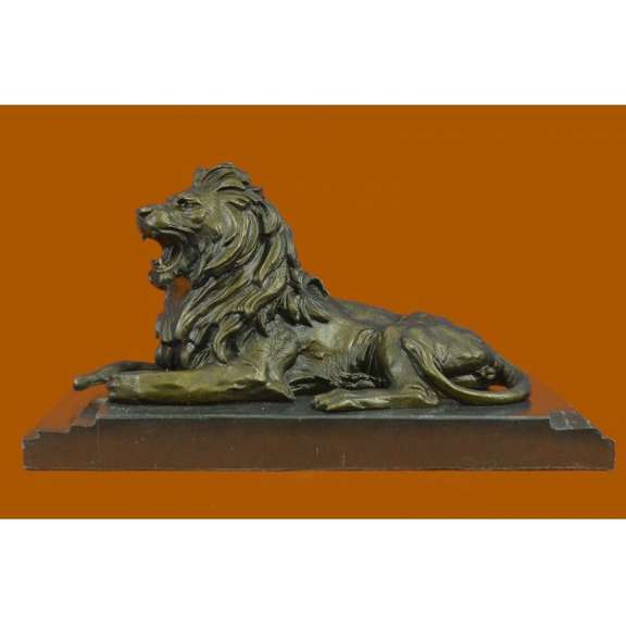 African Lion Bronze Sculpture