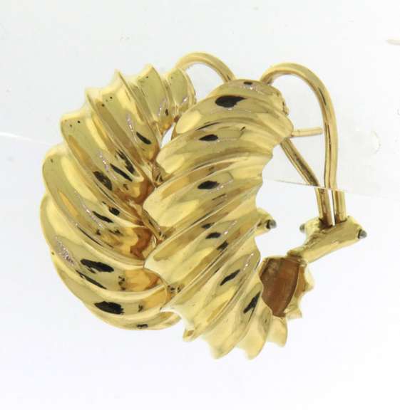 Remarkable Heavy 18kt Ridged Hoop Earrings