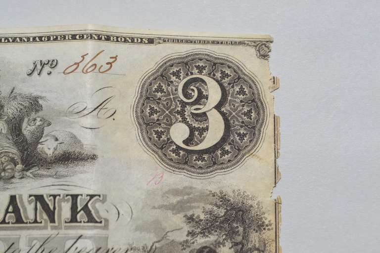 $ 3 Columbia Bank Washington DC 1852 Note