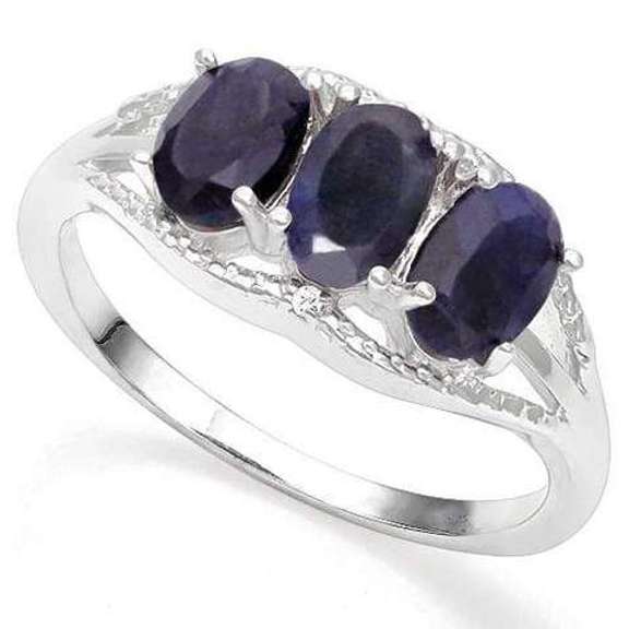 STERLING SILVER OV 4*6 MM ENHANCED SAPPHIRE RING