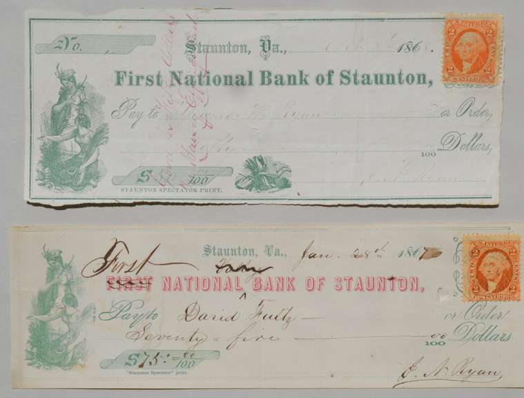 1867 1868 First National Bank Of Staunton  Notes