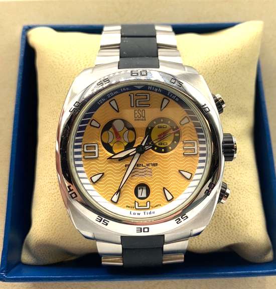 ESQ Movado Pipeline Chronograph Steel Black Rubber Quartz Watch