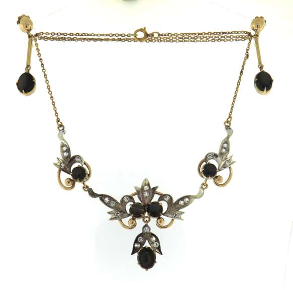 Wonderful Set of Cab Black Sapphire Neckace and Earrings