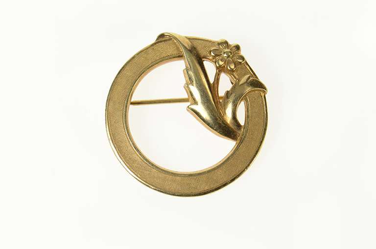 Gold Filled Retro Ornate Leaf Flower Classic Statement Pin/Brooch