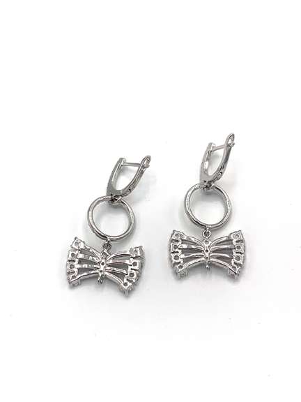 Unique Sterling Silver Earrings with White Gemstones