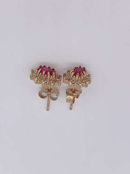 14kt Gold, Ruby & Diamond Earrings