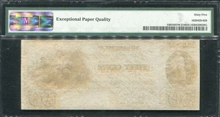 Gem Crisp 1840's .50 John H King Williamsport MD PMG 65 EPQ Tough Note!