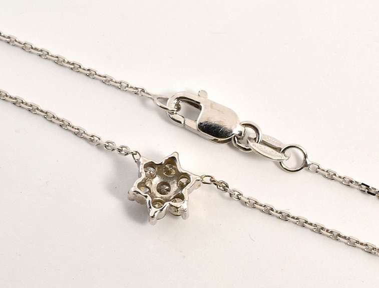 Diamond Flower Pendant Necklace in 14K WG
