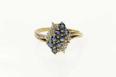 10K Yellow Gold Squared Diagonal Sapphire Diamond Bypass Ring