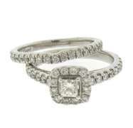 Shimmering White Gold Princess Cut Wedding Set