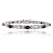 Sterling Silver 4.5ct Garnet & Diamond Accent Oval Love Knot Bracelet