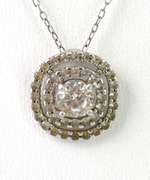 Sparkly Topaz Halo Necklace in Sterling Silver