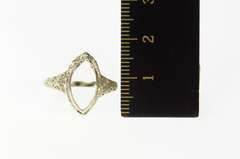 14K White Gold Ornate Marquise Art Deco Filigree Setting Ring